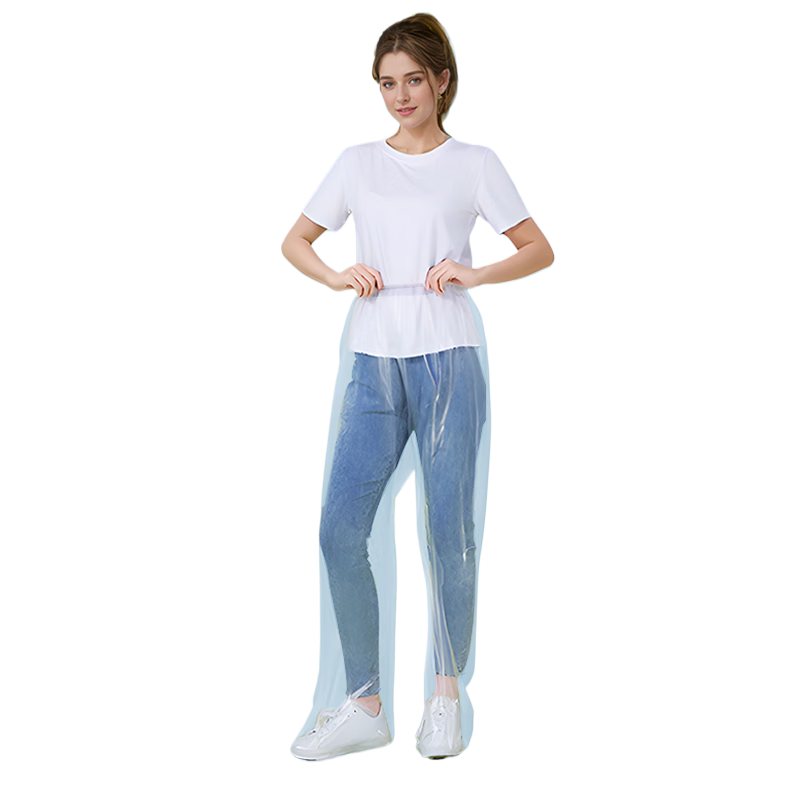 Anxiaoxia Disposable Waterproof Rain Pants 4-Pack Footed Outdoor Plastic Rain Trousers White Transparent*4