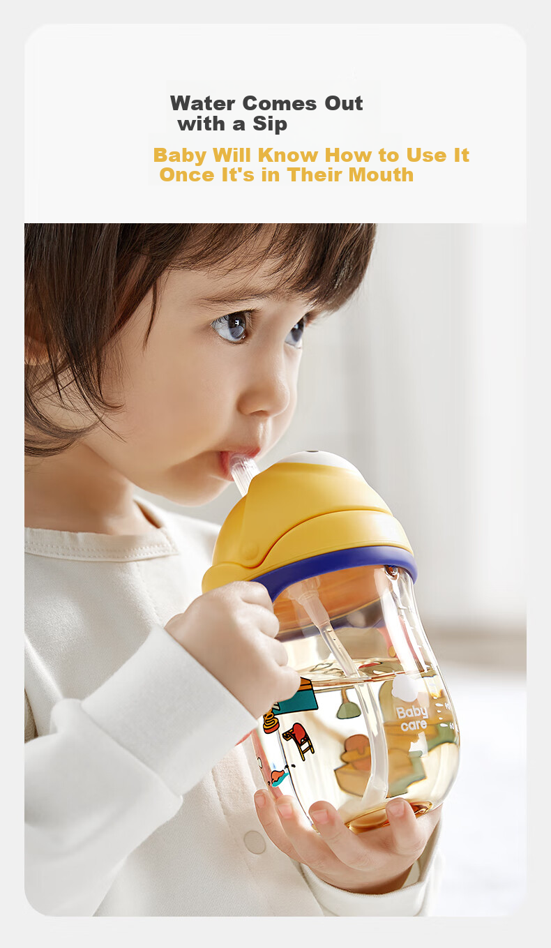 Babycare Children's Water Bottle, Baby Training Cup for 6 Months And Above, Anti-Fall Straw Cup, Anti-Choking Water Bottle, PPSU 240ml 7