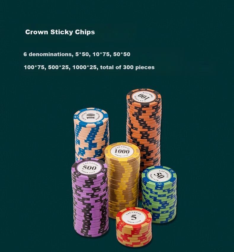 Huasheng Poker Chips, 300 Pieces Clay Poker Chips, Texas Hold'em And Mahjong Chip Set, Points Coins H-032 9