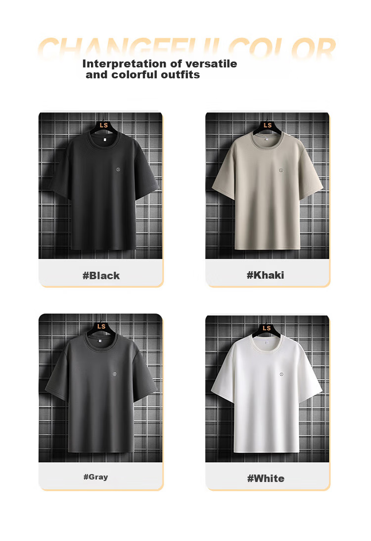 Touhaoqingnian Men's Short-Sleeve T-Shirt, Quick-Dry Ice Silk, Plus Size Men's Clothing, Loose Half-Sleeve Casual Cool-Feeling Top Tee, Gray, 3XL 5