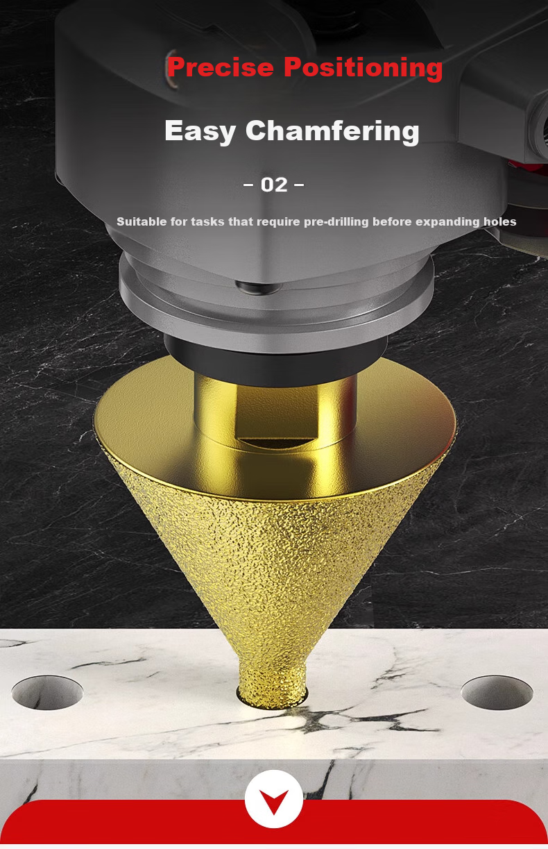 HUHAO Diamond Chamfering Tool, Marble Hole Cutter, Tile Drilling Bit, Angle Grinder Cone Dry Grinding Head, Hole Enlarger 6
