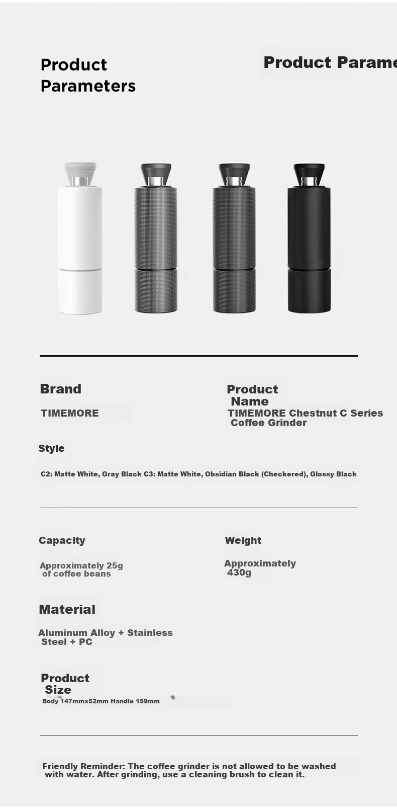 Timemore C3 Coffee Grinder, Hand-Cranked Coffee Bean Grinder, Manual Coffee Grinder And Powder Maker 9