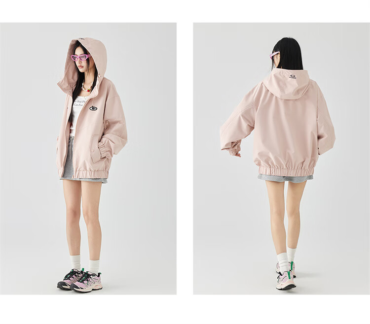 GOLFCROSS [Bestseller] Couple's Dopamine Hooded Jacket with Letter Embroidery Logo, Pink, Size M 6