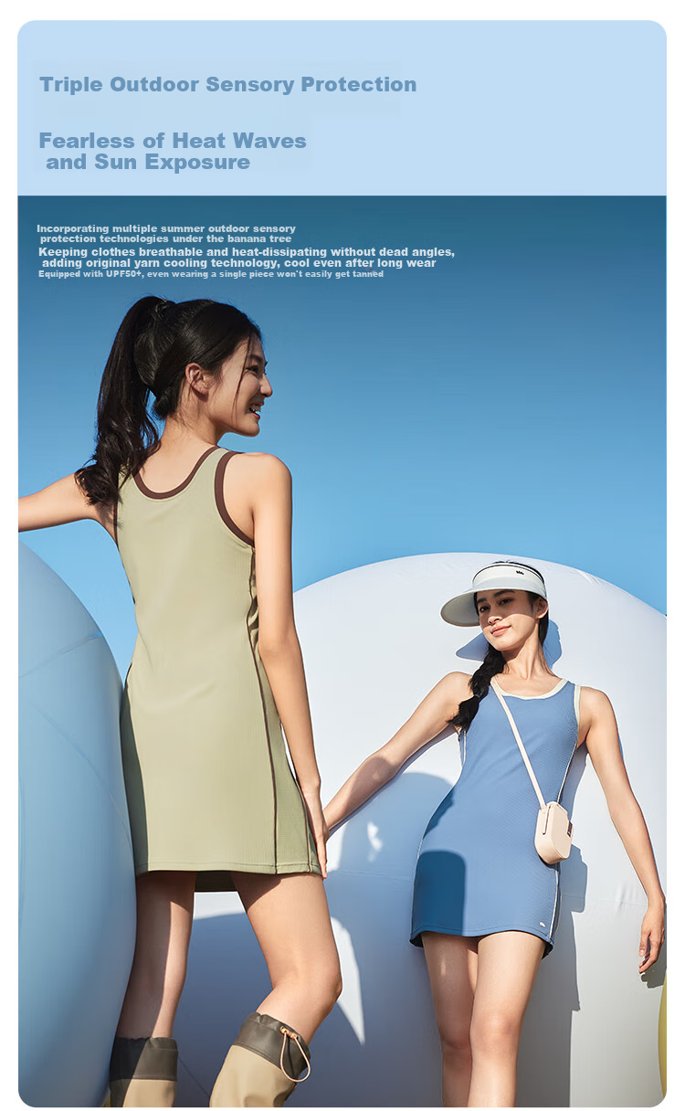 Beneunder Dress with Built-In Bra Pads, Spaghetti Strap Tank Dress, Sun Protection, Versatile Women's Clothing Skirt 11