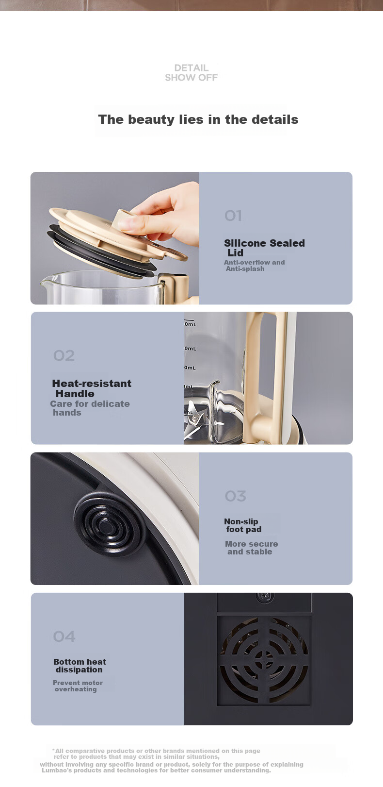 BLAUPUNKT 2026 New Titanium Blender Soy Milk Maker Home Juicer Fully Automatic No-Cook Quiet Low-Noise Self-Cleaning Programmable Titanium Base Multifunctional Food Processor 02T 16