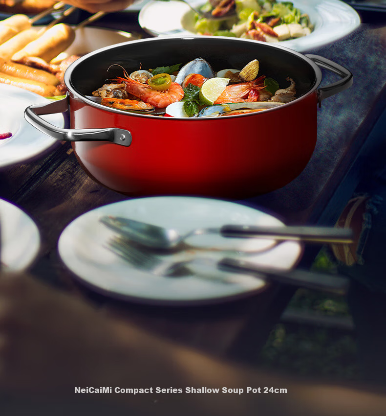 WMF Futenbao Imported Cookware Non-Stick Pot for Soup And Stewing, Nai Cai Rice Light Soup Pot 24cm White Housewarming Kitchen Essential 9