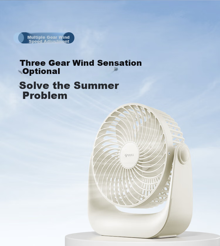 BULL USB Desktop Fan, [3C Certified], Mini Quiet Electric Fan, 4000mAh Long Battery Life, Wall-Mounted And Stand-Up Dual-Use Rechargeable Model - Milk Cloud White 6