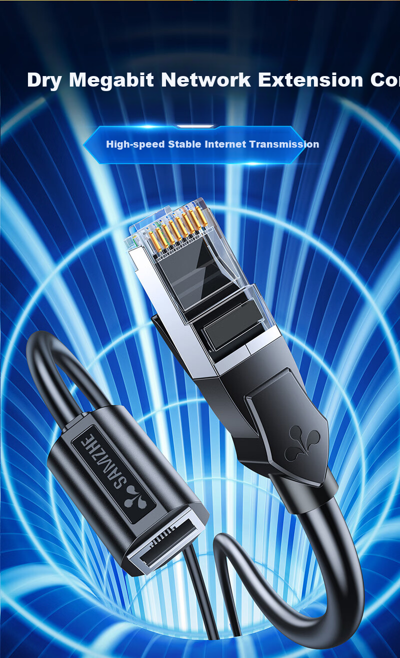 SAMZHE Network Cable Extender, RJ45 Ethernet Port Connector Extender, Cat6 Gigabit Network Broadband Male to Female Interface Twisted Pair Connection Cable, Pure Copper, 1 Meter, 610YC 1