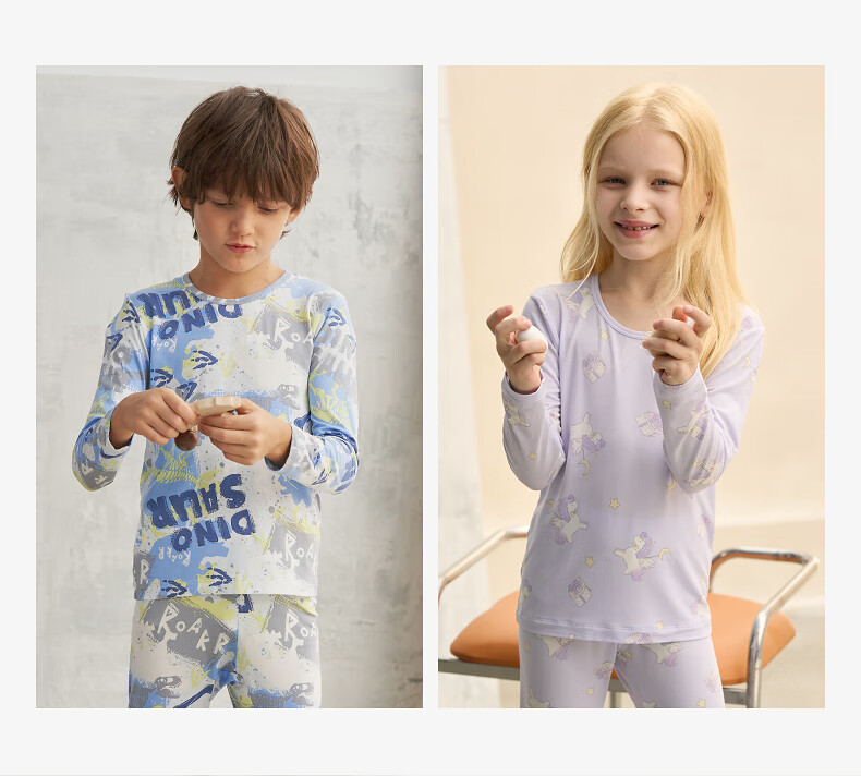 AIMER KIDS Antibacterial Modal Girls' Thermal Underwear Set 2025 New Light Warmth [5~15℃] Magic Wonder 120 8
