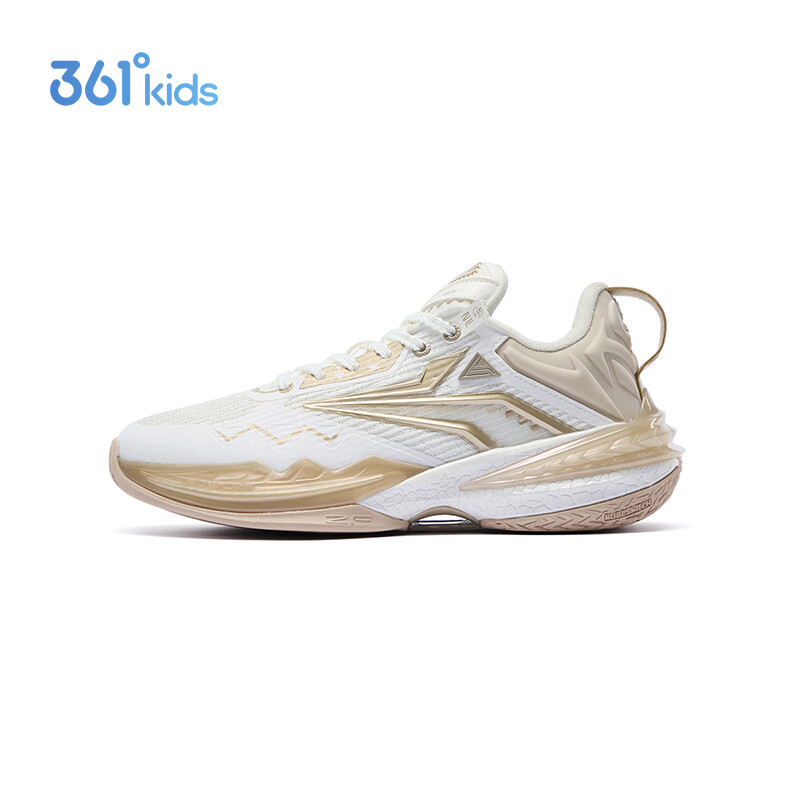 361° Battle Axe Kids Basketball Shoes 25 Youth Professional Training Liquid Cloud Technology Responsive Anti-Twist Sports Shoes White 35