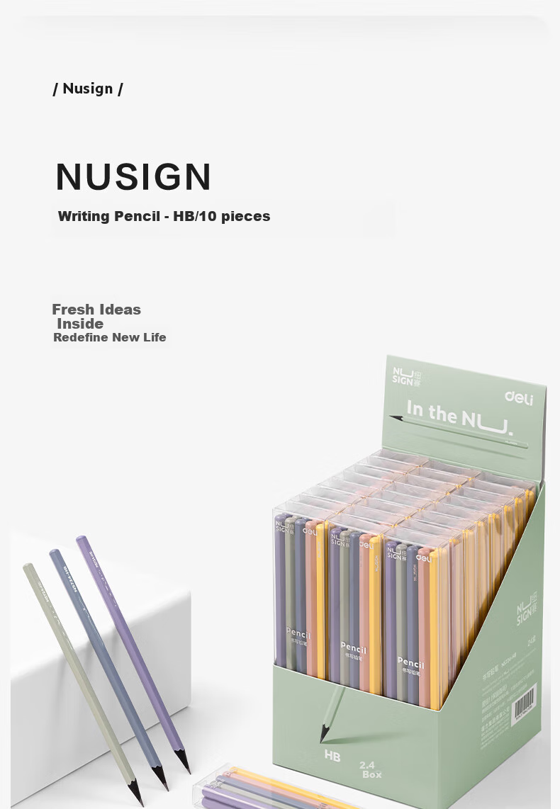Deli [Best-Selling Product] Triangular Pencils, 10 HB Pencils, Natural Wood, for Students' Exams And Sketching, NS743-HB School Season Elementary Student Pencils 1