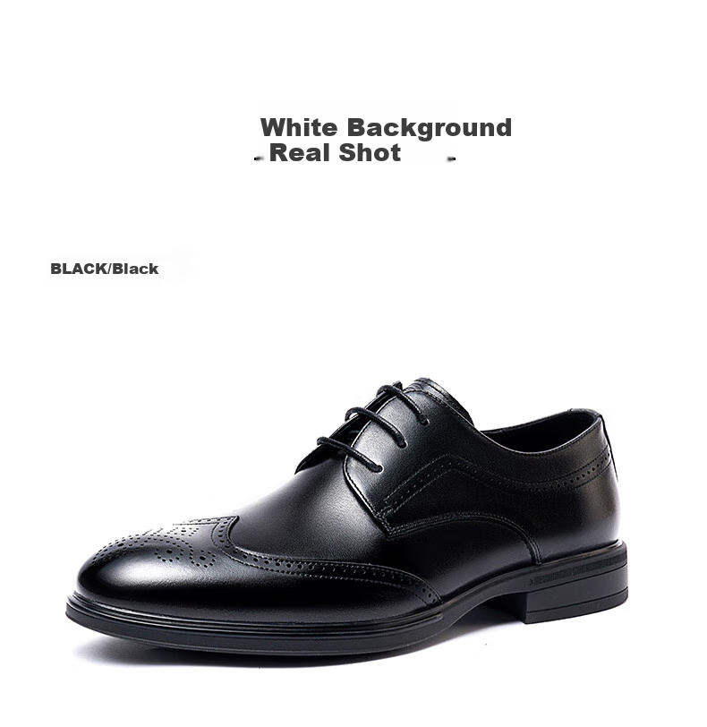 LAORENTOU Men's Leather Shoes, Spring And Autumn Brogue Carved Leather Shoes, British Style Breathable Formal Wedding Shoes, A50237, Brown, Size 39 11