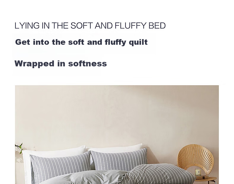 Shuixingjiafang Four-Piece Bedding Set, Pure Cotton 100%, Class A 60-Count Washed Cotton, Duvet Cover, Pillowcases, Bedsheet, Double Bed Size 1.8 Meters, Blue Harmony 3