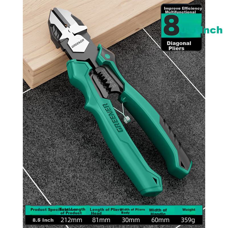 GREENER Diagonal Cutting Pliers, Multi-Functional Pliers, Electrician's Tool, Specialized Diagonal Pliers, Wire Stripping Pliers, Industrial-Grade Labor-Saving Side-Cutting Pliers, Water Pipe Pliers