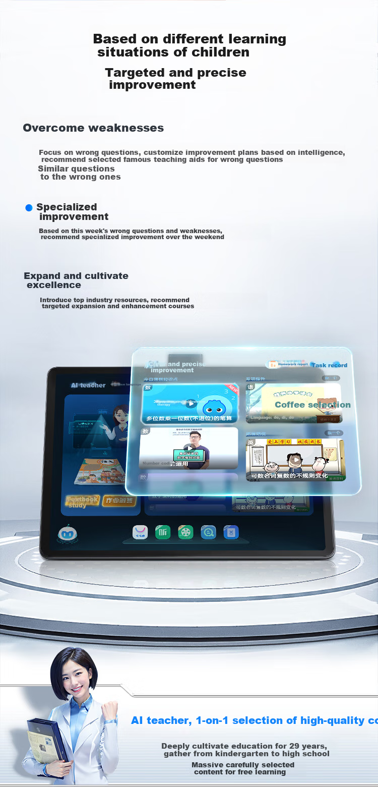 BBK AI Learning Machine S10 【New Release】AI Contextual Learning Super AI Xiaobu All-Age All-Subject Student Tablet 14.2-inch Eye Protection Large Screen 8+256GB 10