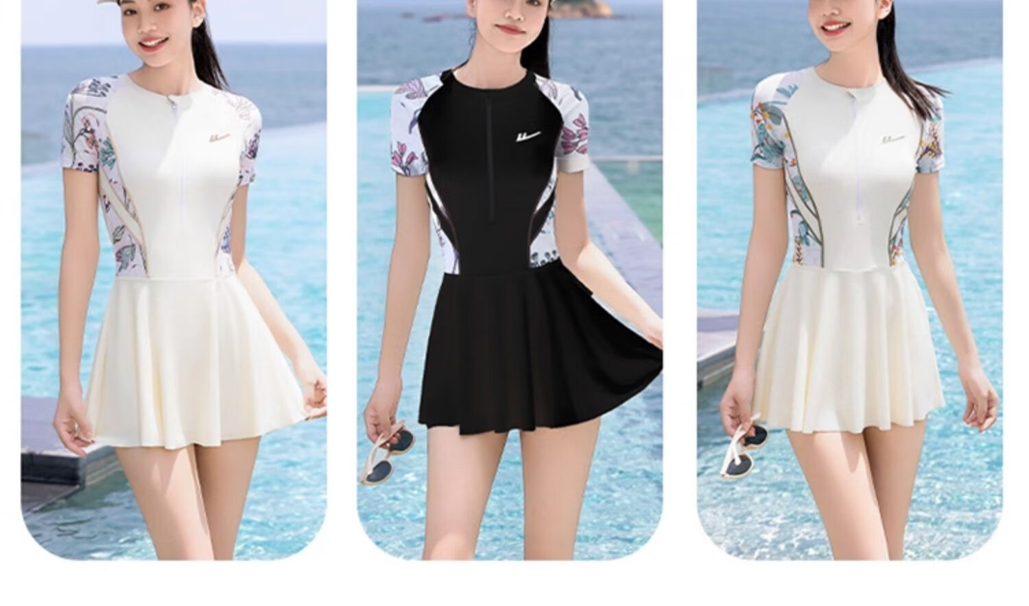 Huili One-Piece Swimsuit for Women, Plus Size, Slimming, Conservative, Suitable for Hot Springs, Swimwear 15011H1L White L 10