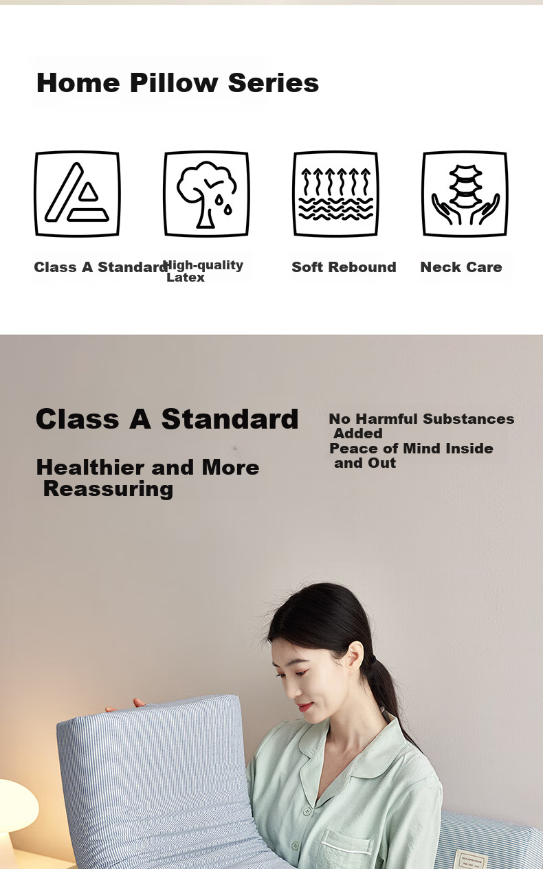 HLA Class A Latex Neck Support Pillow Memory Foam Pillow Core Premium Rubber Sleep Aid Soft Elastic Comfortable Pressure Relief Cervical Pillow 1