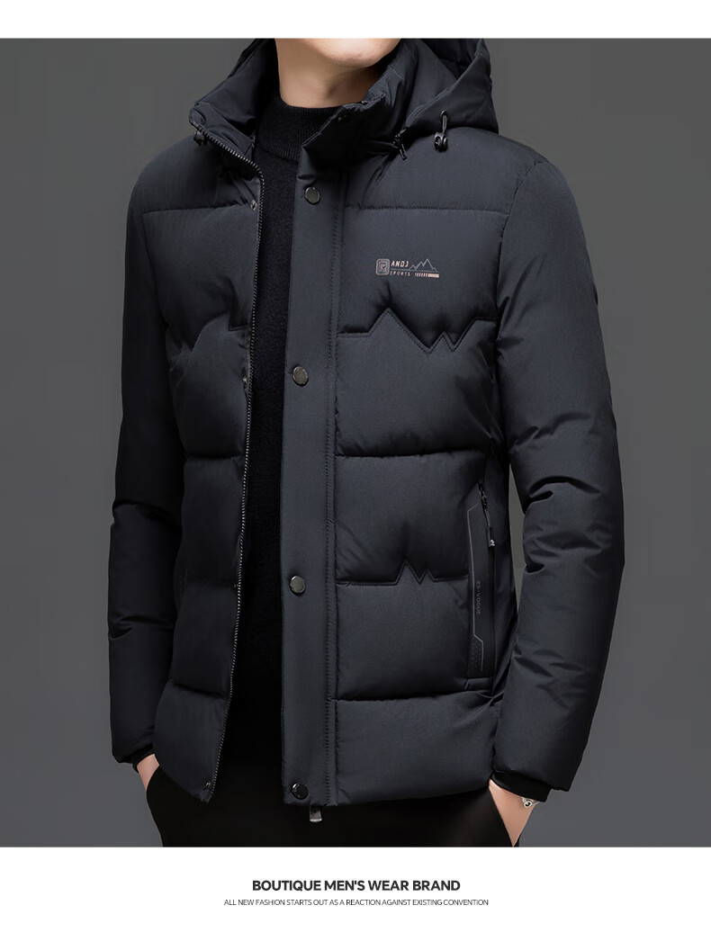 ROMON Men's Cotton Jacket Winter Coat Trendy Business Cotton-Padded Jacket Middle-Aged and Elderly Warm Cotton Coat Dad Style 2517 Black 4XL 13