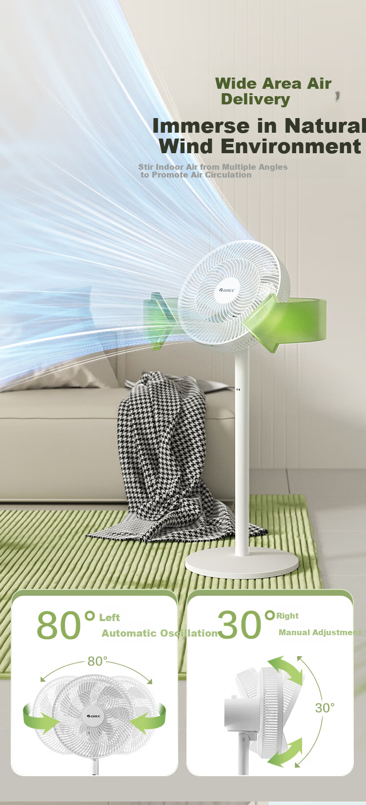 GREE [Remote Control] Seven-Blade Quiet Standing Electric Fan, Home Soft Wind Floor Fan, Desktop Fan, High Air Volume Energy-Saving Dormitory Electric Fan FS-3015Bh7 11