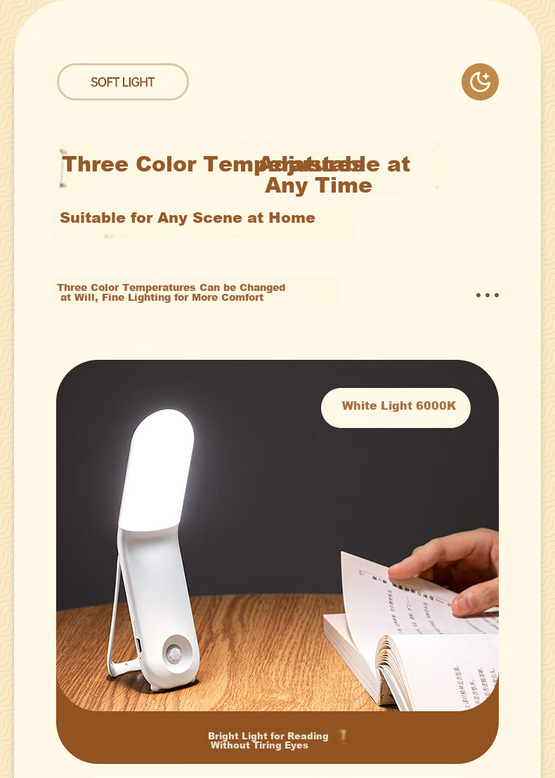 Kufire Bedside Lamp, Reading Night Light, College Dorm Desk Lamp, Bedside Lamp, Rechargeable, Eye Protection, Magnetic Suction, Long Battery Life 4