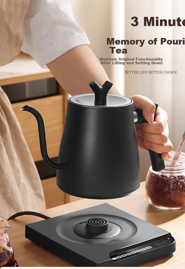 TEOTM Pour-Over Kettle, Electric Heating Temperature-Controlled Pour-Over Kettle with Ear Handle And Long Spout, Constant Temperature Tea Pot, Electric Hot Water Kettle 5