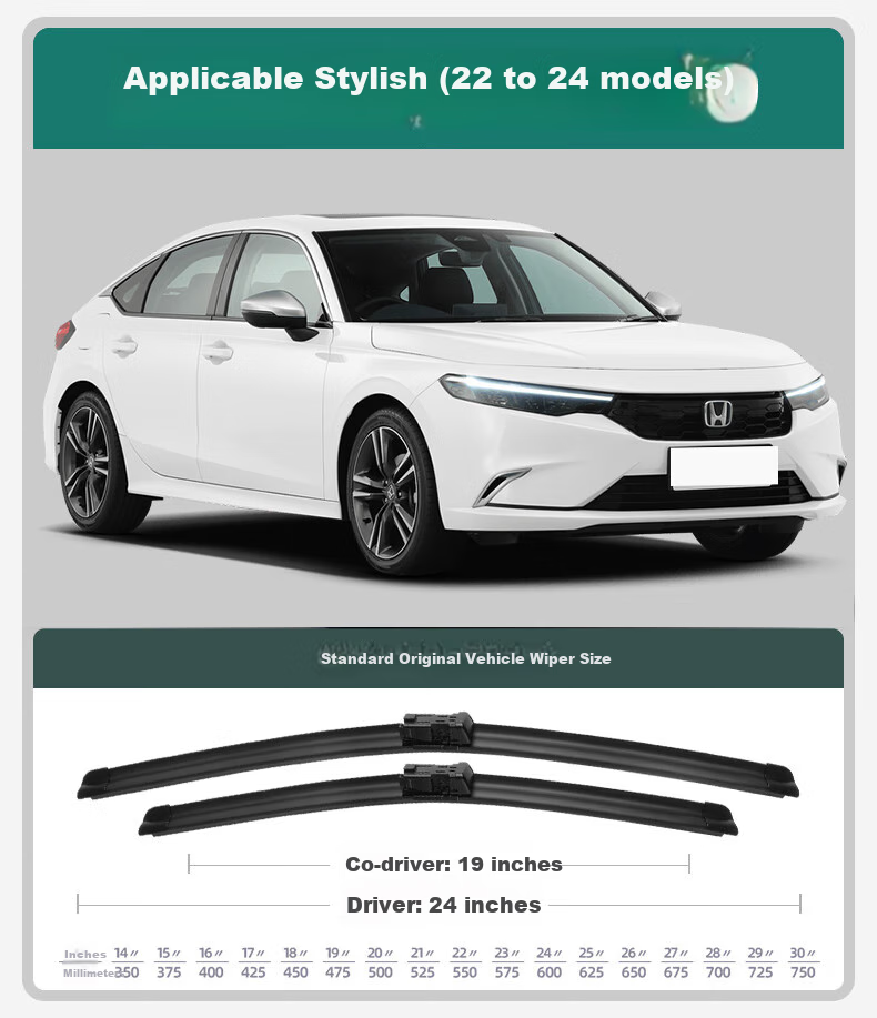 Xufengcheshi Honda Type Wiper Blades, Specially Designed for 2022-2024 Models, Boneless, Front Windshield Wipers, Quiet, Wear-Resistant Rubber Strips, Original Factory Equipment 3