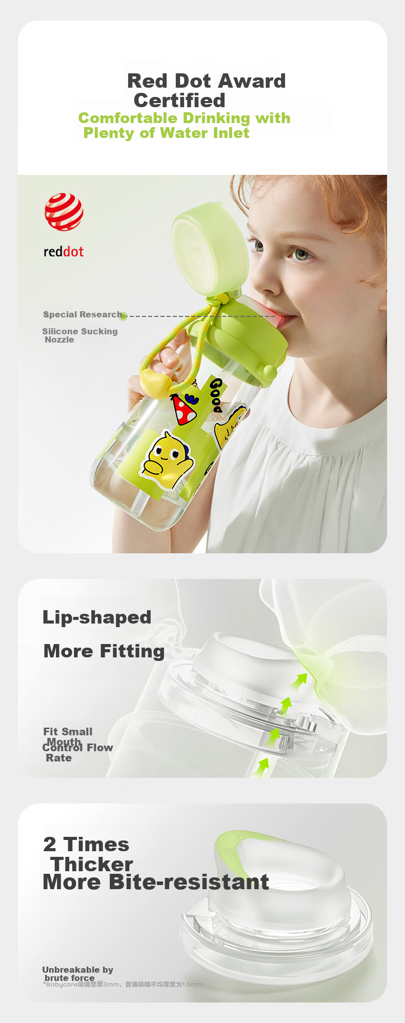 Babycare Children's Water Bottle, Summer Straw Cup, Training Cup, Portable Outdoor Sports Direct Drinking Cup for Kindergarten And School Use 5