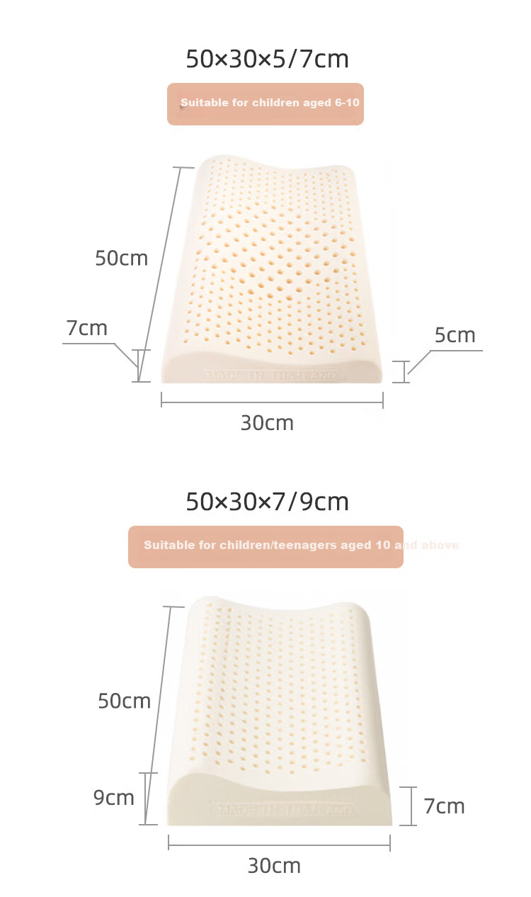 Jinxiangshu Thai Imported Latex Pillow, Cervical Pillow, Rubber Sleeping Pillow, Breathable Wave Pillow for Children And Teenagers, Ages 1-6 18