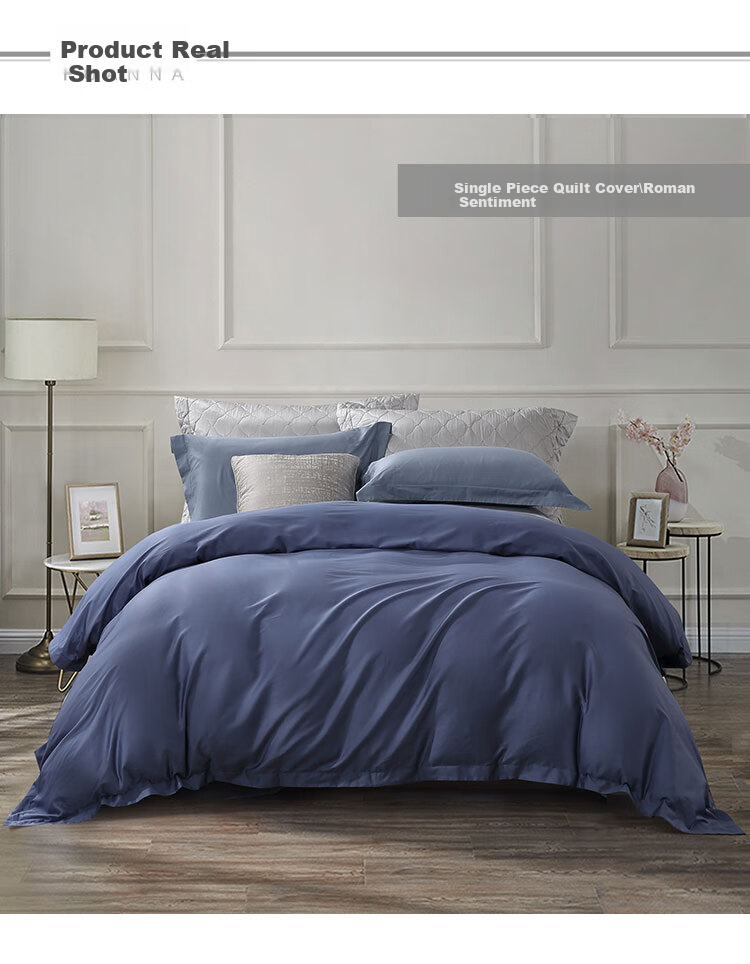 FUANNA Duvet Cover, Single Piece, Pure Cotton, 60-Count Long-Staple Cotton, Satin Duvet Cover, 100% Cotton, Double Bed Quilt Cover, 1.5-Meter Bed 6