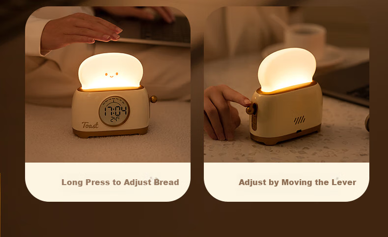 BANDIAN ORIGINality Retro Bread Maker Alarm Clock for Students, Desktop Learning Clock with Night Light, Countdown Timer, Multifunctional Bedside Sleep Light, Back-To Gift, Cream Yellow 13