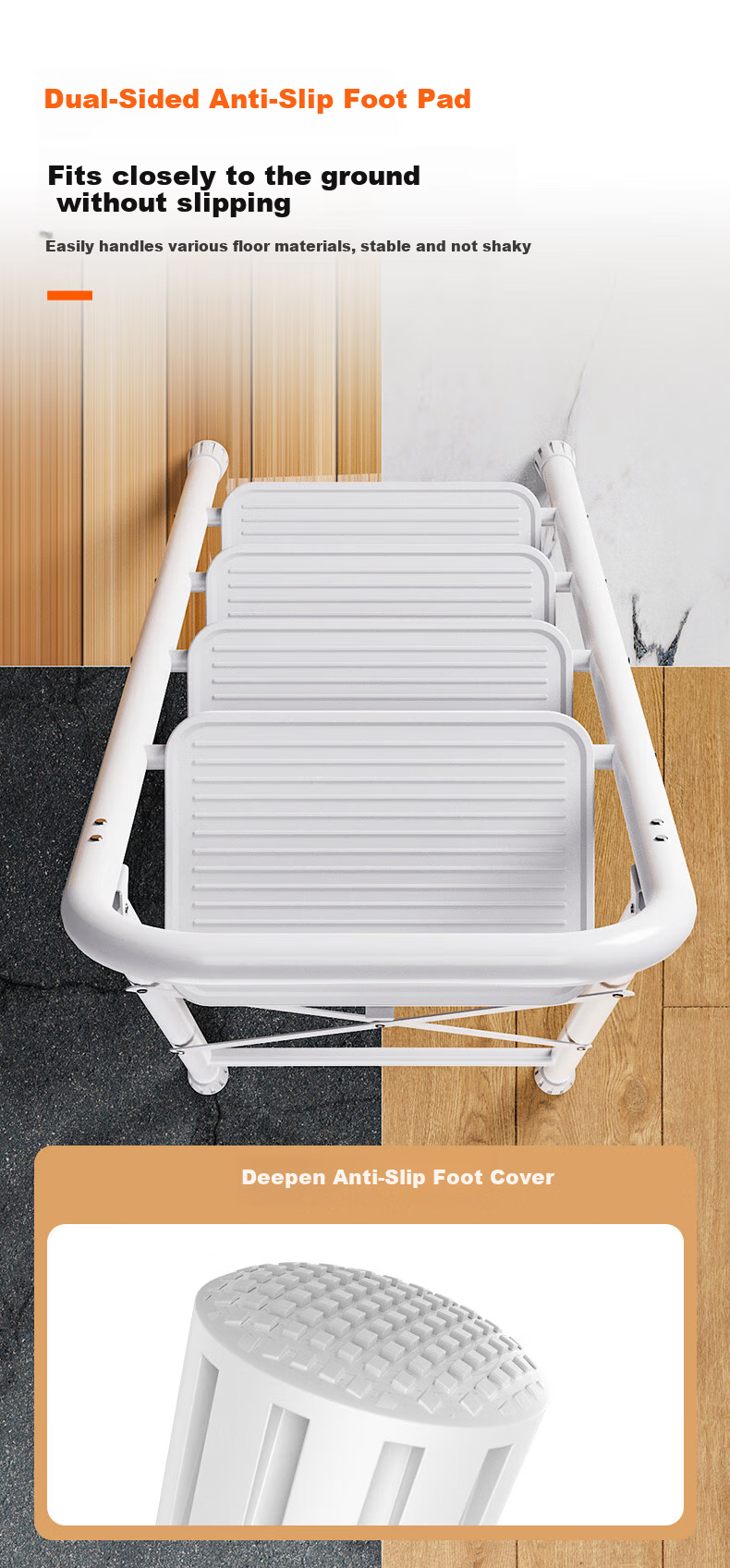 DU PONT Ladder, Household Ladder, Indoor Thickened Carbon Steel A-Frame Ladder, Multifunctional Climbing Ladder, Handrail Ladder [Bright Moon White], 3 Steps 9