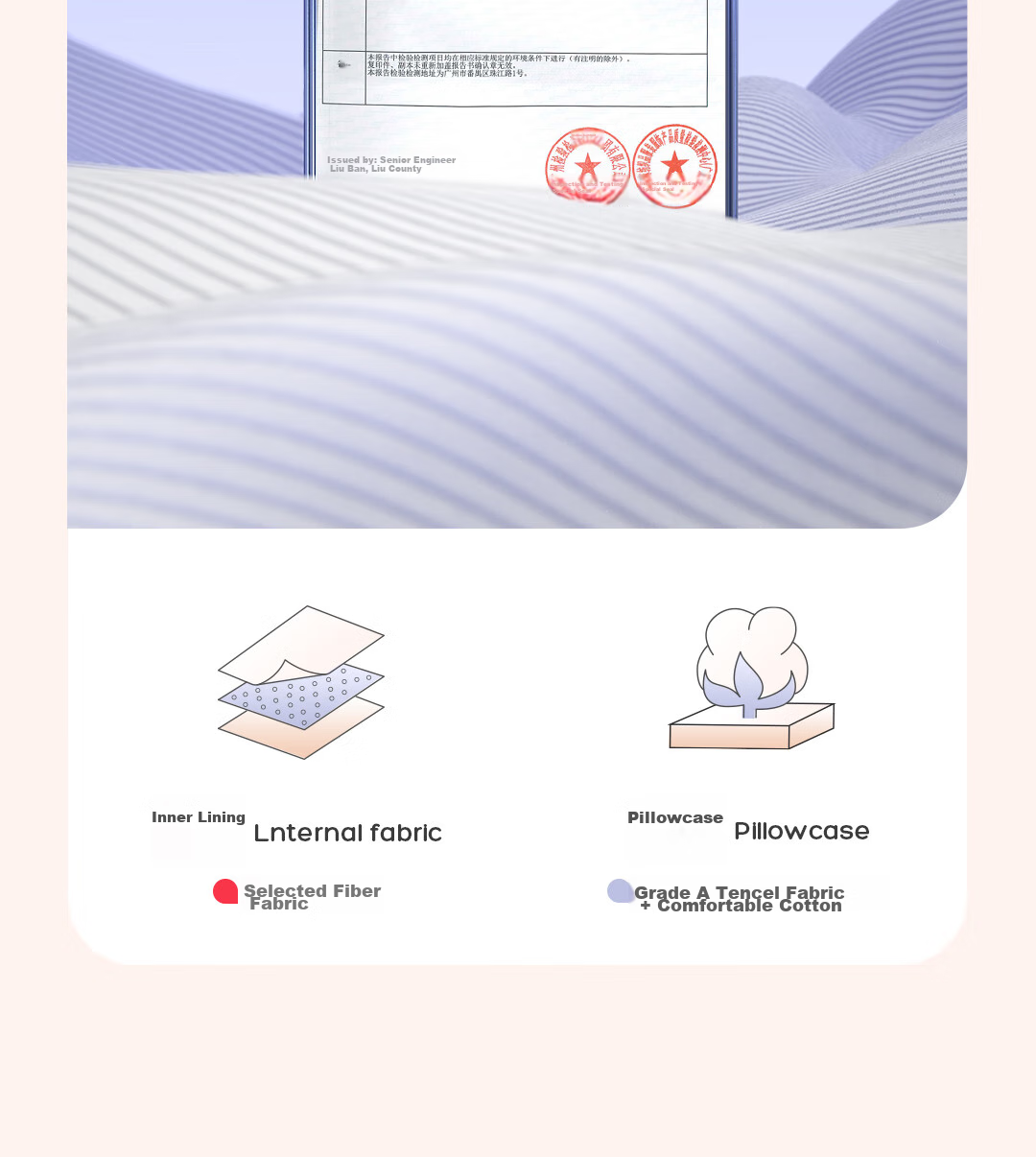 Caihongyoupin Latex Pillow, Imported Natural Latex Cervical Pillow, Class A Fabric Pillowcase + Pillow Core, Cat Belly Style, ZRM-W 14