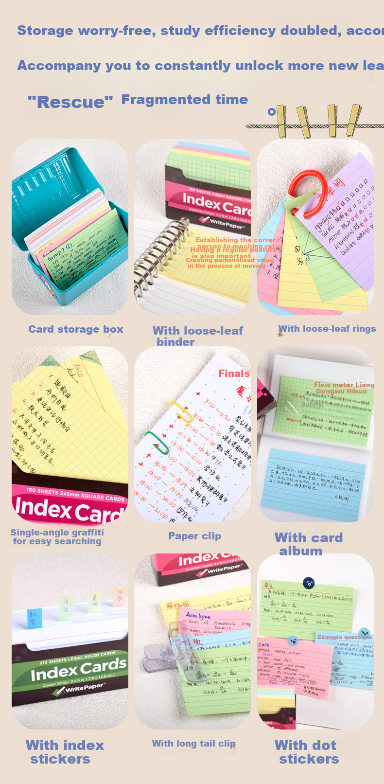 KAISA [Best-Selling Online] White Lined Index Cards, 210 Sheets Boxed, Sticky Notes, Message Cards, Bookmarks, Index Labels, Portable Vocabulary Learning Cards 8