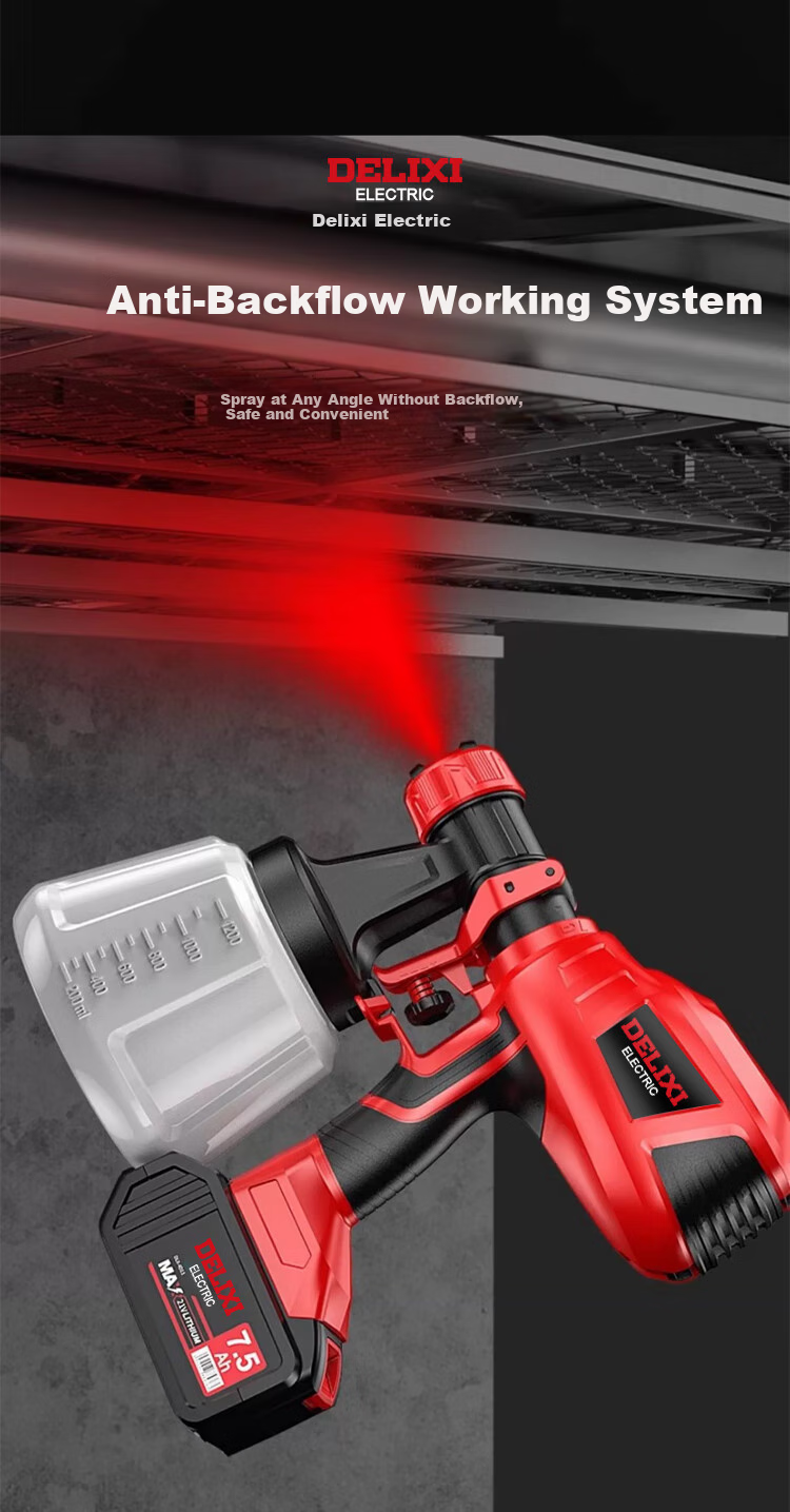 DELIXI Electric Paint Sprayer, Lithium Battery-Powered Paint Gun, High Atomization Spray Pot, Latex Paint Tool, Spraying Machine, Plug-In Model 3