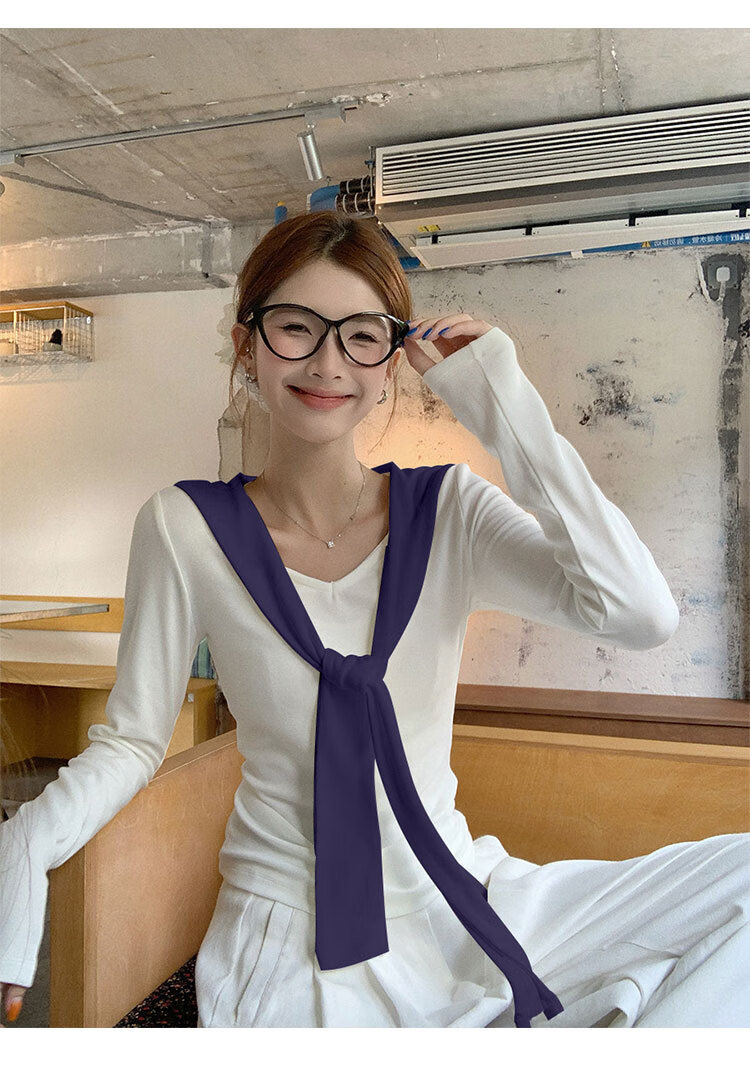 Woodpecker Women's Navy Collar Long Sleeve T-Shirt Autumn New Casual Design Slim Fit Base Shirt White XL 4