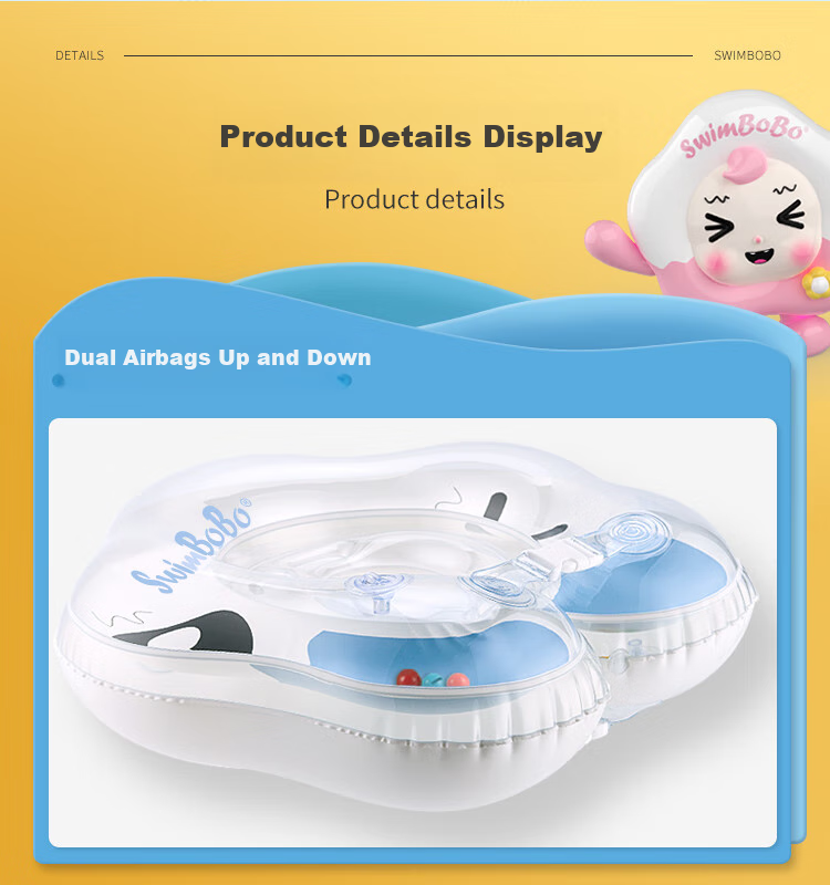 Swimbobo Infant Swim Ring with Double Air Chambers Neck Ring, 0-1 Year Old Newborn Swim Ring, Baby Bath Neck Ring K5012 Pink L 20