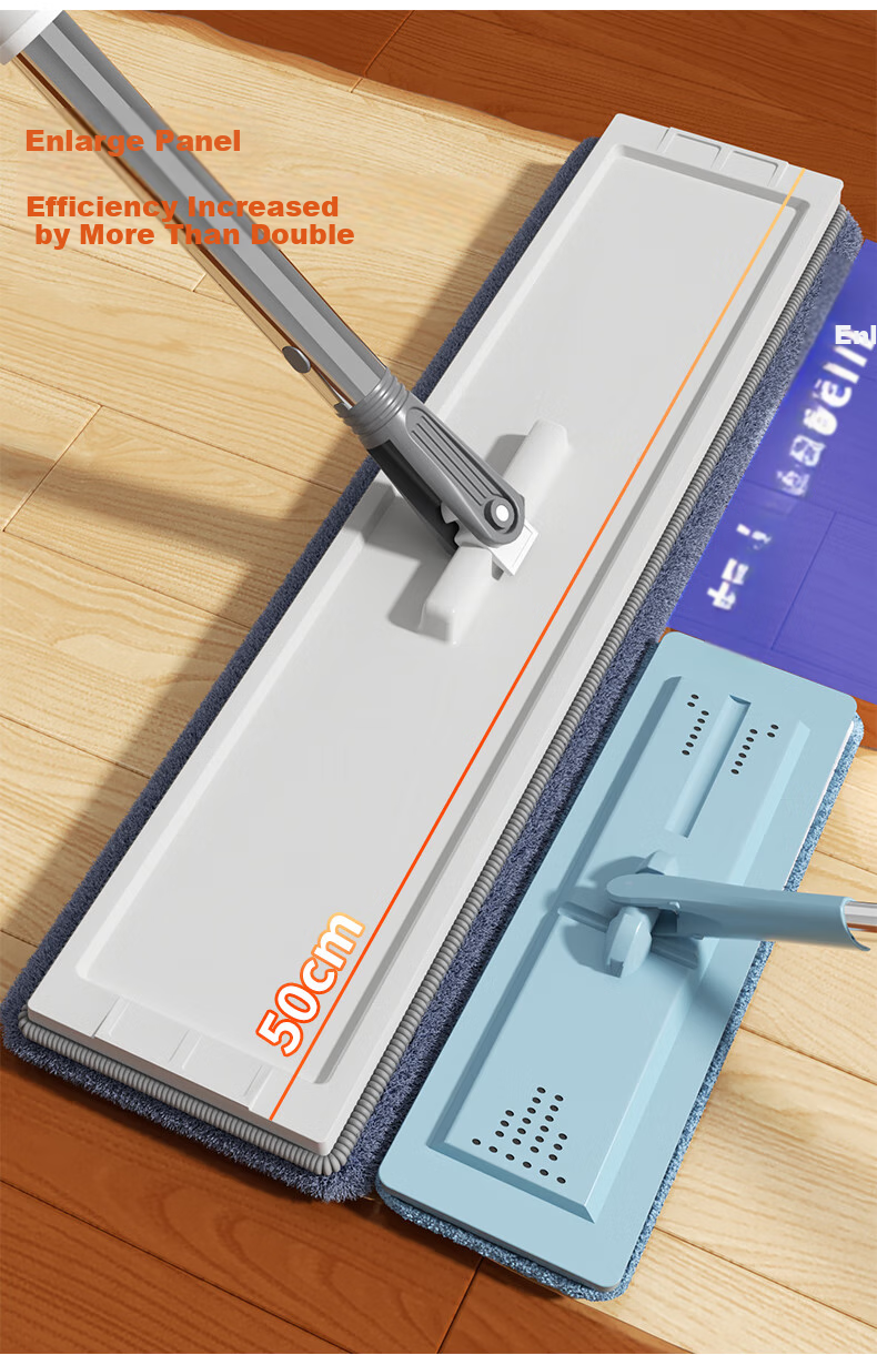 Dongfangliangjie Household Mop, All-In Cleaning, Scraper Plate Mop, Extra Large 50cm Scraper Plate with Bucket, Hands-Free Mop, Floor Cloth 11