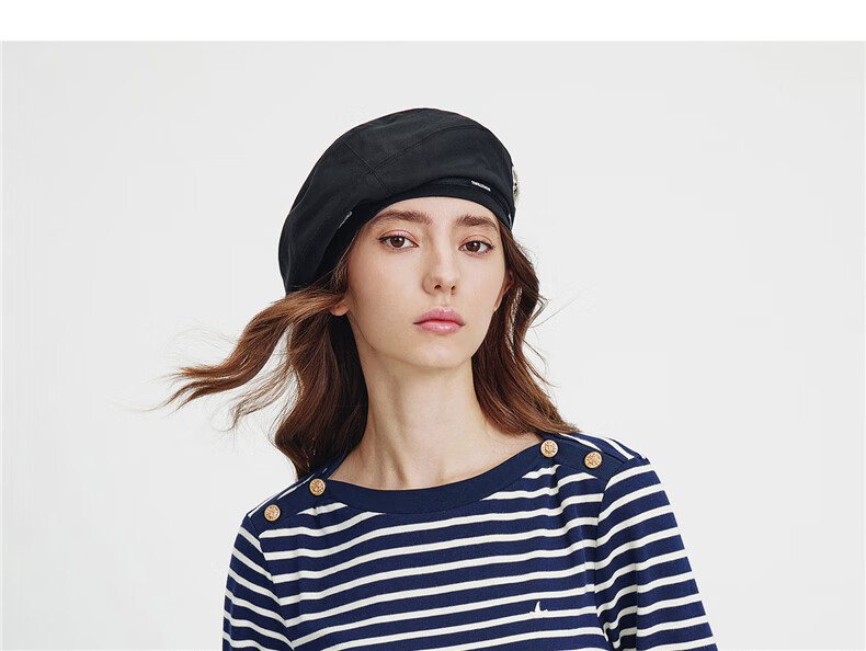 Navy Keller Italy Small Sailboat Women's 2025 New Off-Shoulder Striped Cotton Long Sleeve T-Shirt 2335005502 5