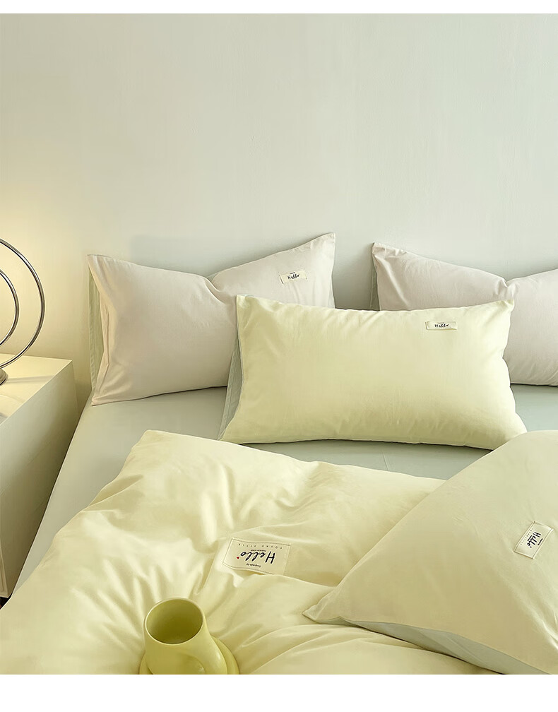 Hodo Pure Cotton Duvet Cover Single Piece Xinjiang Full Cotton Thickened Double Dormitory Quilt Cover 200*230cm Beige + Bean Green 2