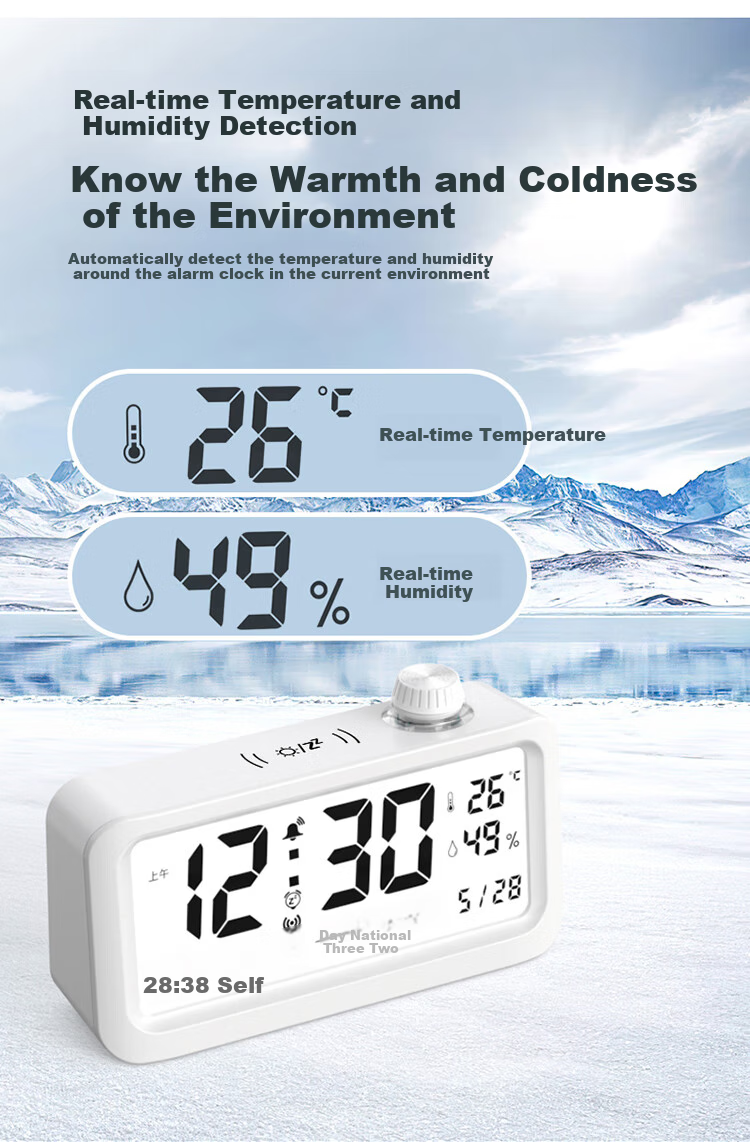 Compas Electronic Alarm Clock, New Smart Design for Students, Powerful Wake-Up Device for Children, Essential for Back-To And Graduation, Desktop Light-Sensitive Clock B2388A Green Back-To Seaso 9