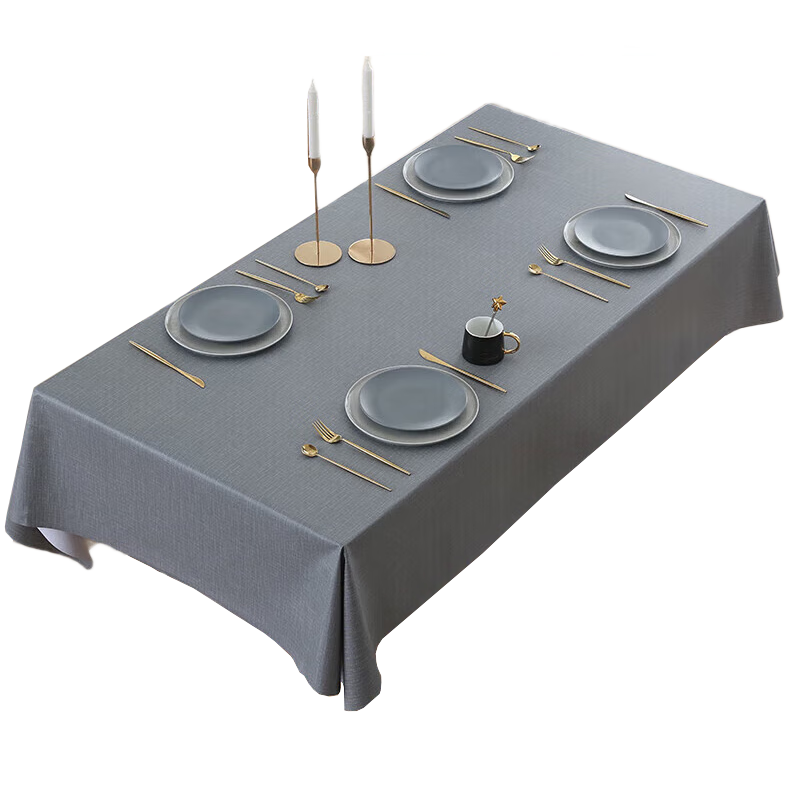 Jingxun Dining Table Cloth, Waterproof And Oil-Proof, Washable Coffee Table Cover, Rectangular Table Mat, PVC Table Pad, Placemat, 140*180 Cm, Gray