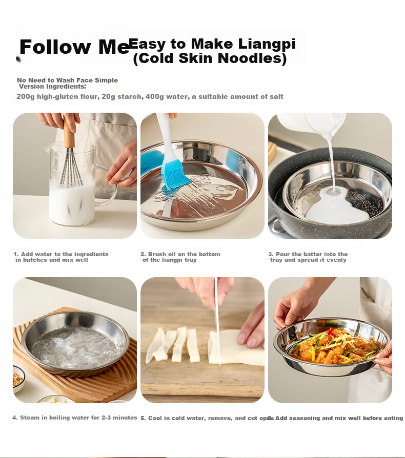 Onlycook 304 Stainless Steel Dinner Plate Household Vegetable Plate Steaming Fish Plate Steamed Rice Roll Round Plate Cold Noodle Plate Flat Tray - 26cm 9
