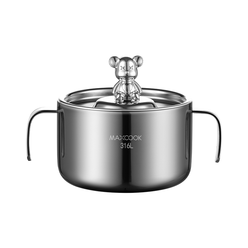 MAXCOOK 316L Stainless Steel Bowl, Dust-Proof And Heat-Resistant Double-Layer Insulated Children's Eating Bowl with Lid Small Bowl MCWA4140
