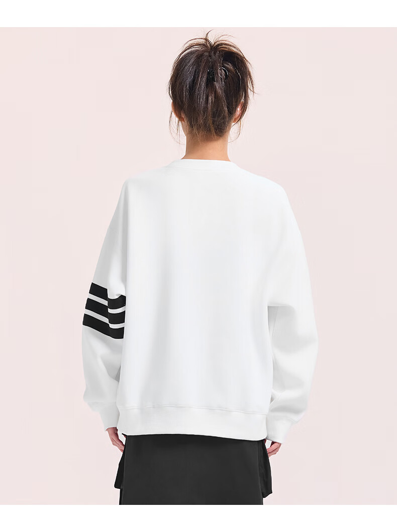 Charles Heart American Style Three Stripes Crewneck Sweatshirt Loose Fit Spring Autumn Couple New Heart Embroidery Long Sleeve Light Heather Gray XS 8