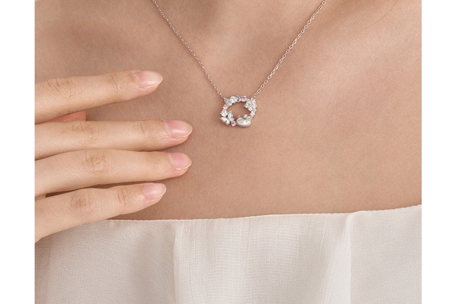 ChaoSeHui Hello Kitty Sterling Silver Necklace for Women Luxury Birthday Gift Girlfriend Qixi Valentine's Day Gift 3223 16