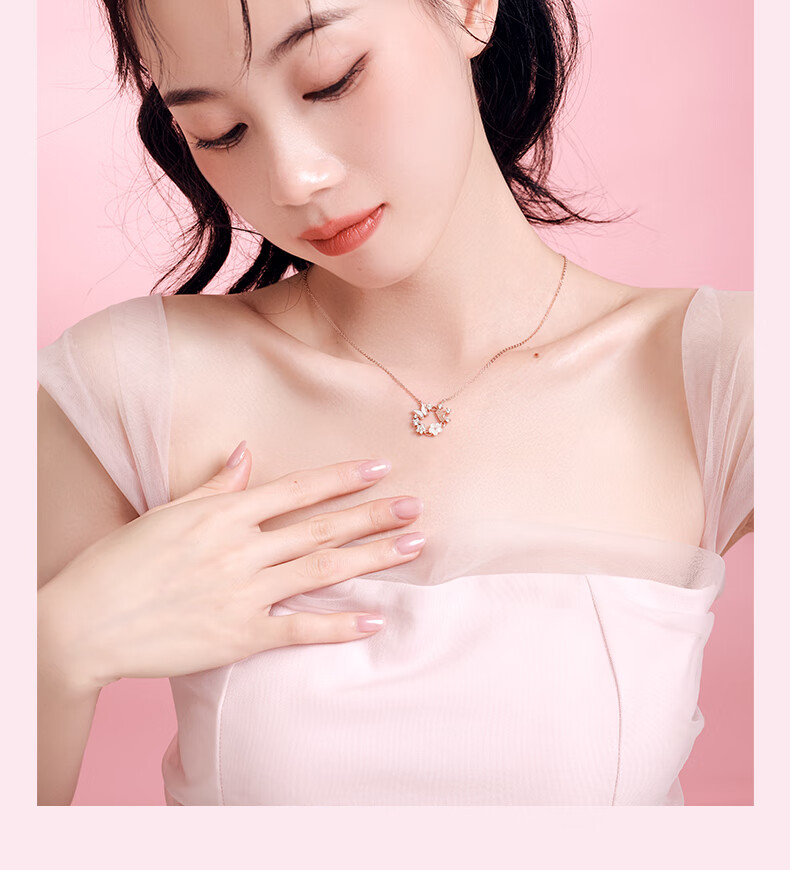 Disney Princess Series Floral Butterfly Promise Necklace and Earrings Set Gift Box Luxury Niche 38 Women's Day Gift for Girlfriend 13