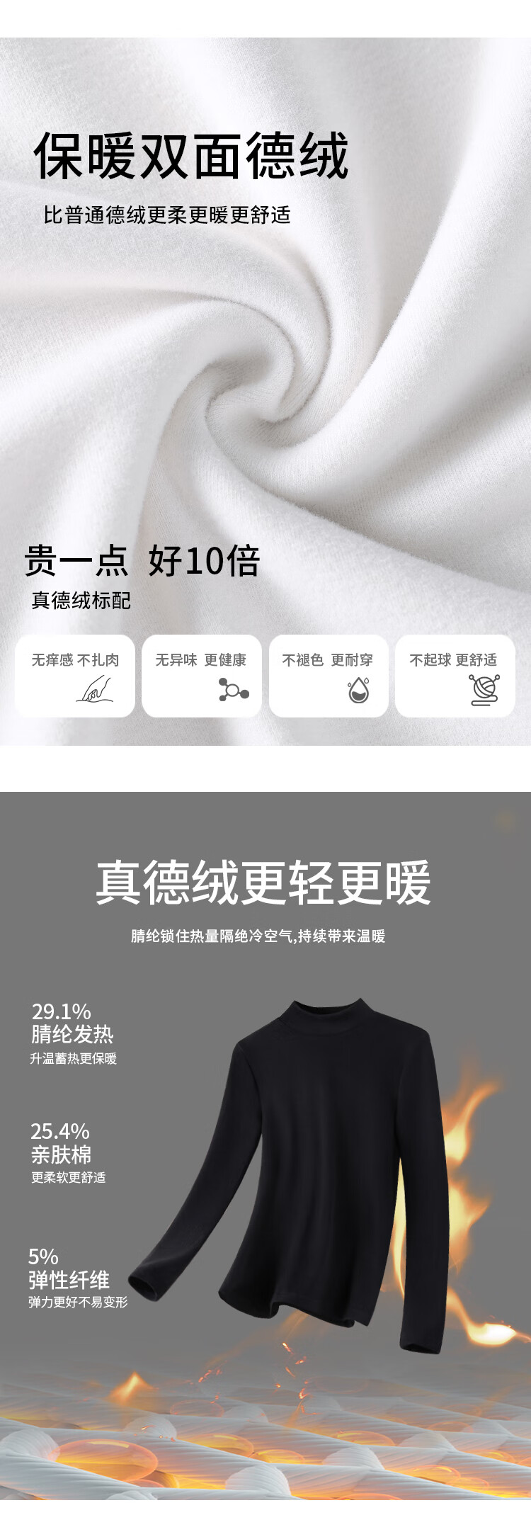 Yuzhaolin Women's Half Turtleneck Base Shirt with Hyaluronic Acid Double-Sided Fleece Thermal Innerwear Top Black 3