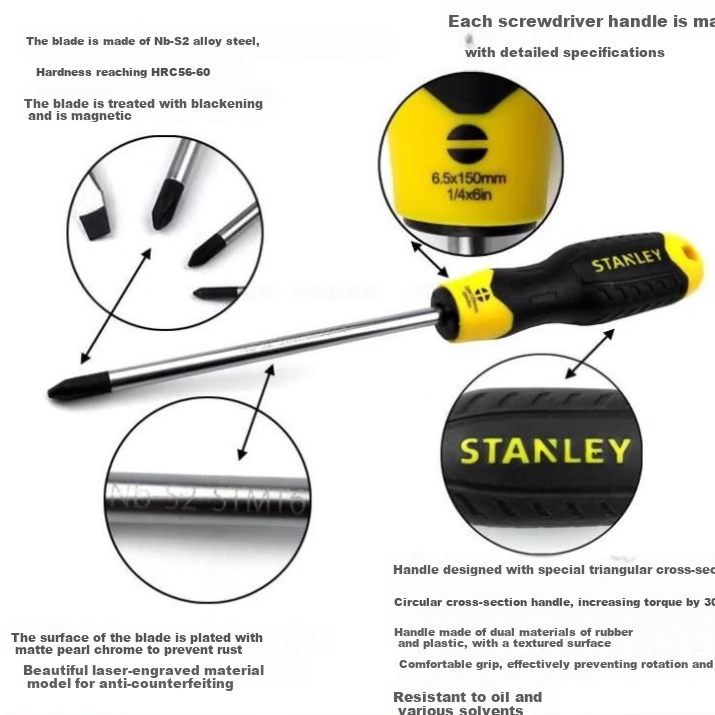 STANLEY Heavy-Duty Flathead Screwdriver with Magnetic Tip for Home Use, 5x150mm, STMT67274-8
