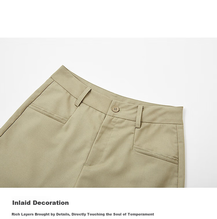 Dme [Zhaoying Aidou] Summer Simple Style TR Insert Decorative Pocket Mid-Length Pants Straight-Leg Petite Women's Casual Trousers 4