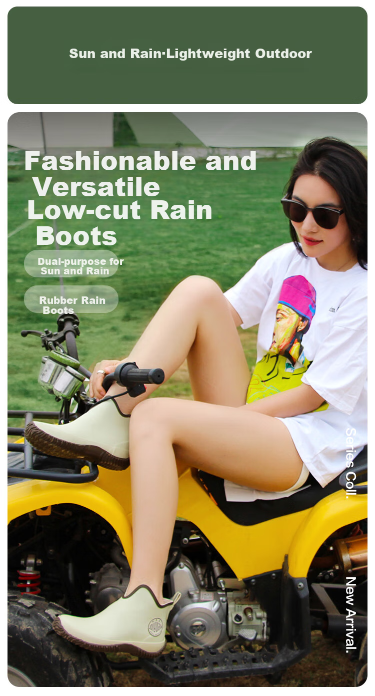 Jolly Walk New Women's Rain Boots, Low-Cut Fashion Waterproof Rain Shoes, Short Rubber Overshoes JW228-1 Orange 35 1